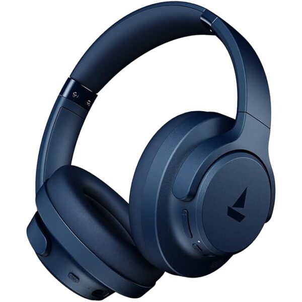 boAt Rockerz 512 ANC,(~40dB) Hybrid ANC, 80H Battery, 40mm Drivers, 40ms Low Latency, ENx Tech,Stream Ad Free Music via App Support, Bluetooth Headphones, Wireless Headphone with Mic (Bold Blue)