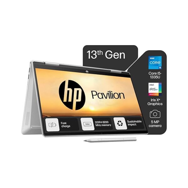 HP Pavilion x360, 13th Gen Intel Core i5-1335U (16GB DDR4, 1TB SSD) FHD, 14''/35.6 cm, Touchscreen 2-in-1, Win 11, Office 21, Silver, 1.51 kg, ek1010TU/1149tu, FPR, 5MP Camera, B&O, Backlit Laptop
